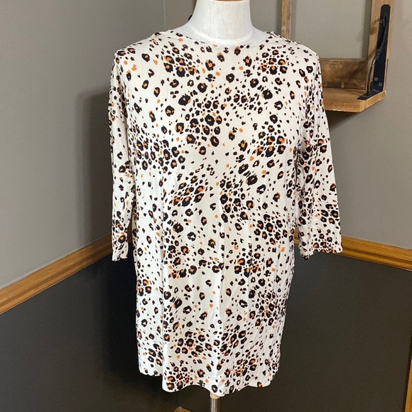 Chico’s cream, black & brown animal print tunic 3/4 sleeve top size  size XS - Picture 1 of 6